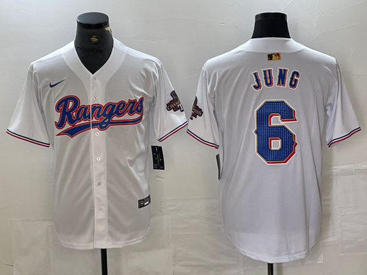 Men's Texas Rangers Josh Jung #6 White 2024 Gold Collection Limited Player Jersey