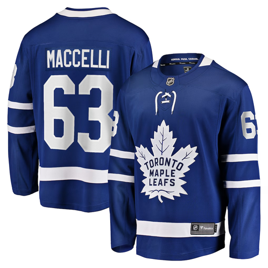 Men's Toronto Maple Leafs Matias Maccelli #63 Blue Home Breakaway Jersey