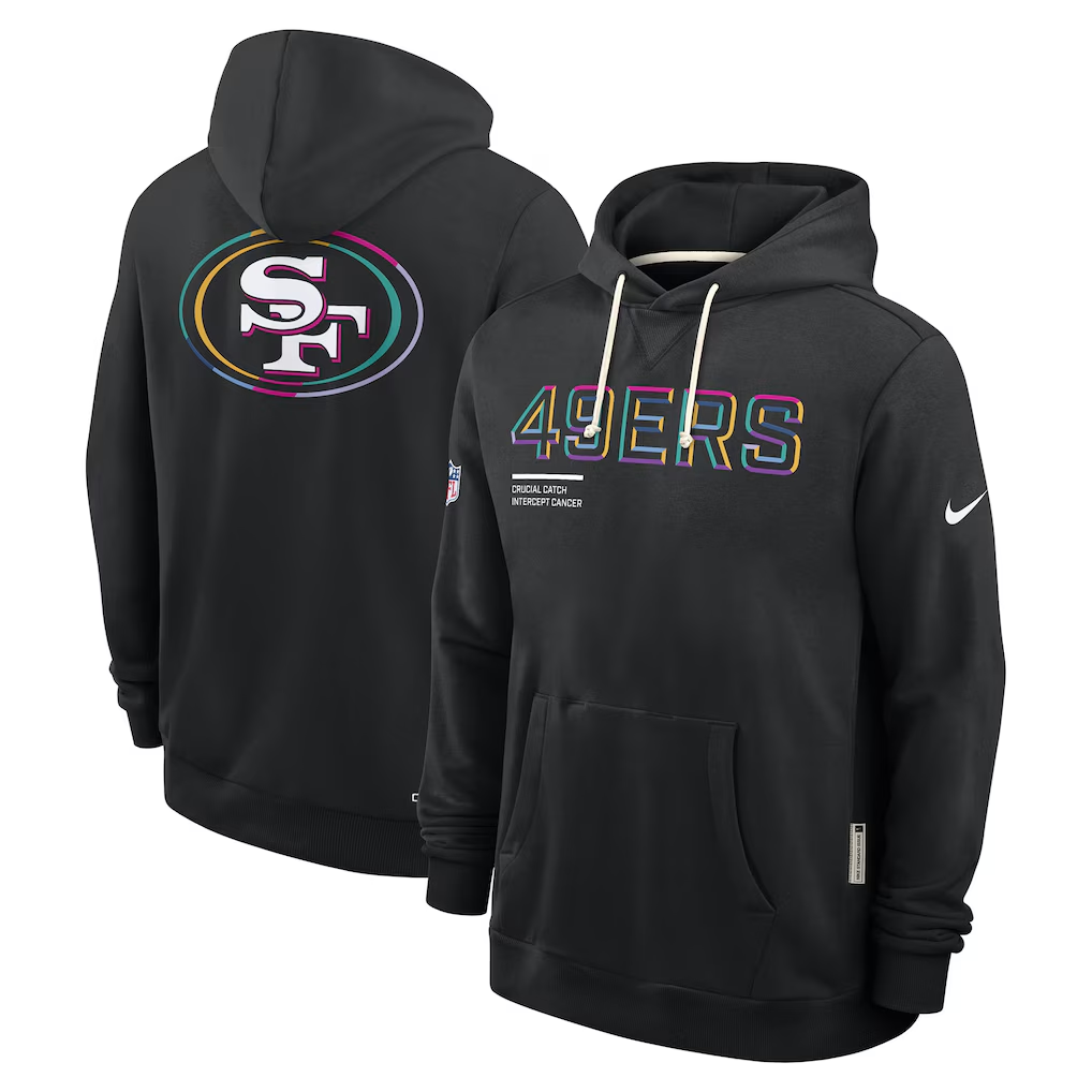 Men's San Francisco 49ers Nike Black 2025 NFL Crucial Catch Sideline Standard Issue Dri-FIT Hoodie