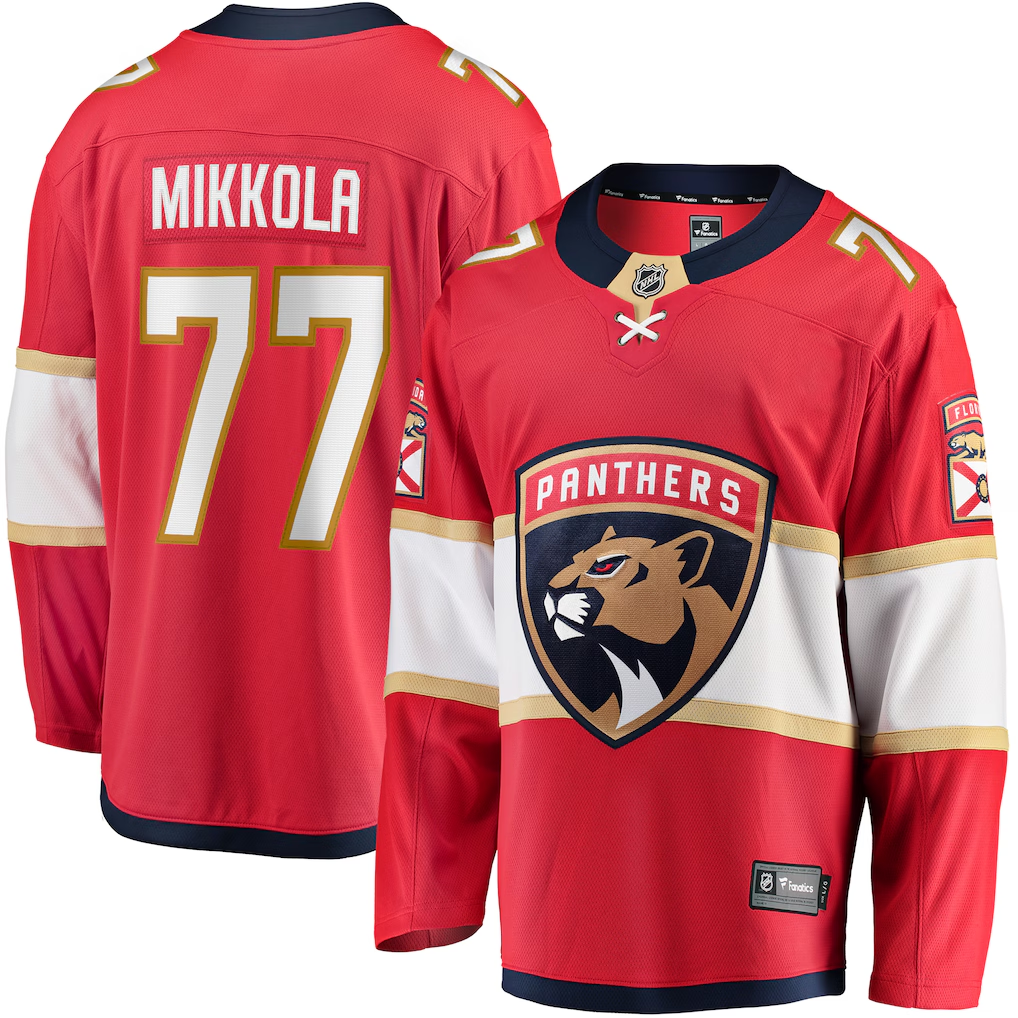 Men's Florida Panthers Niko Mikkola #77  Red Premier Breakaway Player Jersey