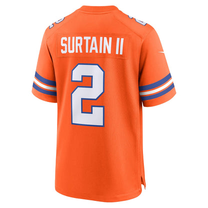 Patrick Surtain II Denver Broncos Nike Mile High Collection 1977 Throwback   Game Jersey - Orange