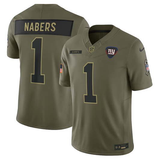 Men's New York Giants Malik Nabers Nike Olive 2025 Salute to Service Limited Jersey