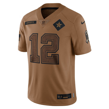 Roger Staubach Dallas Cowboys Nike Salute To Service Retired   Limited Jersey - Brown