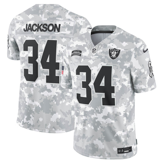 Bo Jackson Las Vegas Raiders Nike 2024 Salute to Service Retired   Limited Jersey - Arctic Camo