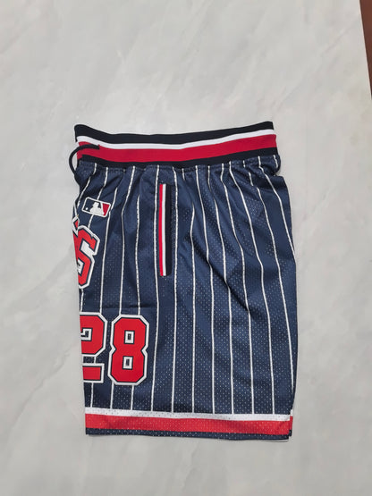 Baseball retro blue striped size 28 pocket shorts