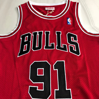 Chicago Bulls Dennis Rodman 91 Red Thorwback Jersey