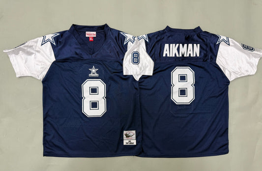 Youth Troy Aikman #8 Dallas Cowboys Navy Vintage Throwback Jersey