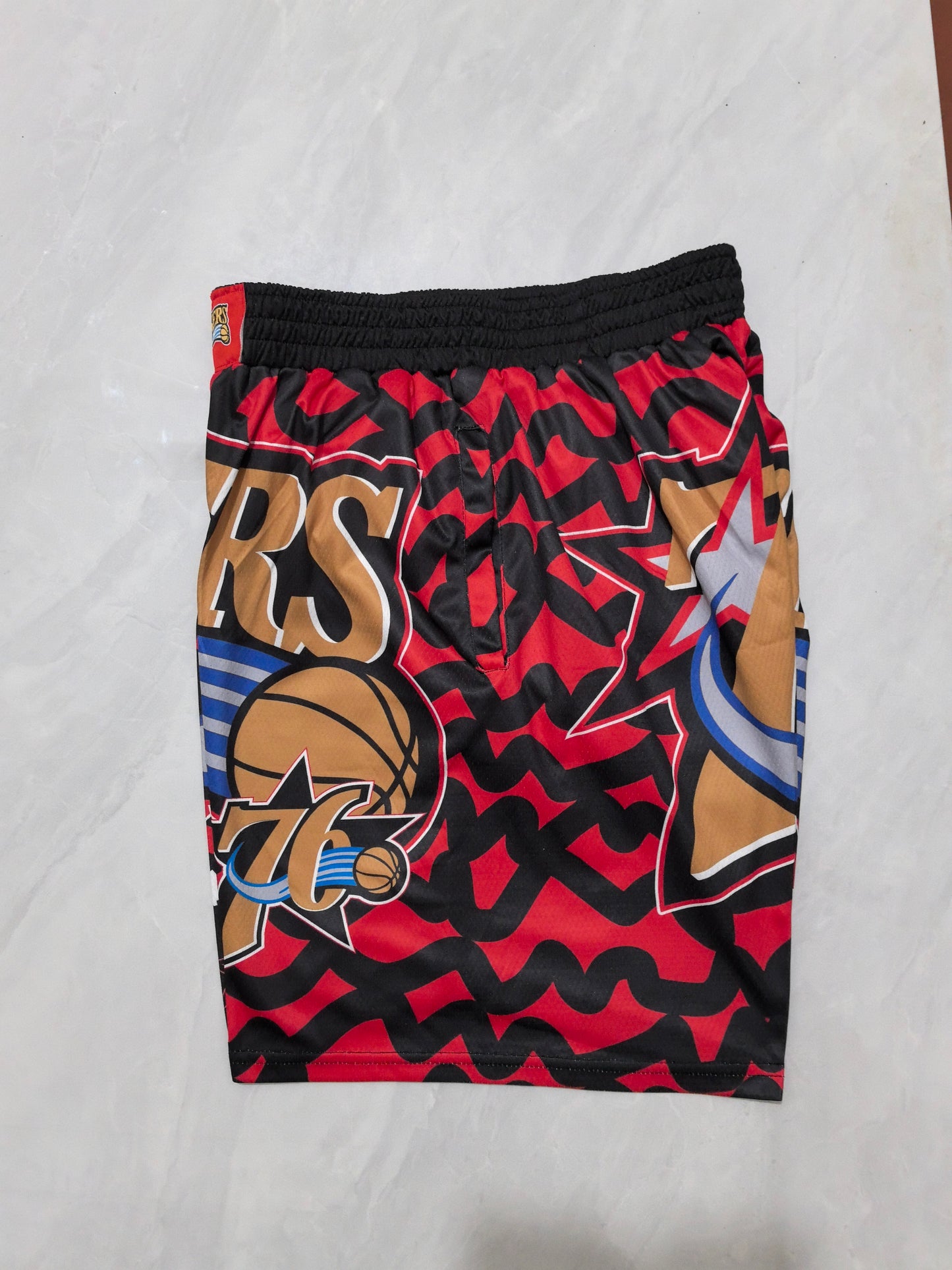 Philadelphia 76ers Black & Red heat transfer pocket shorts
