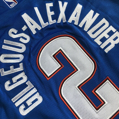 Shai Gilgeous-Alexander Oklahoma City Thunder Blue Embroidered  Jersey
