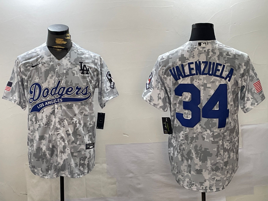 Men's Los Angeles Dodgers Fernando Valenzuela #34 Arctic Camo 2024 Salute to Service Limited Jersey