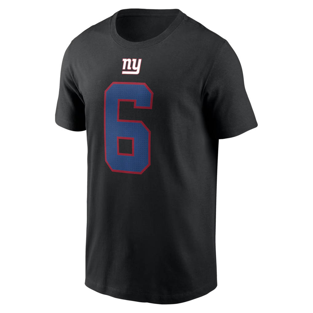 Men's New York Giants Jaxson Dart Nike Black Name & Number T-Shirt