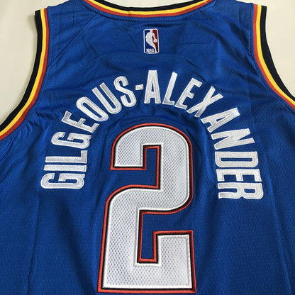 Shai Gilgeous-Alexander Oklahoma City Thunder Blue Embroidered  Jersey
