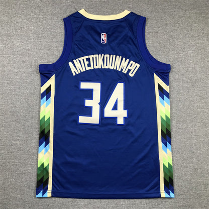 Youth Giannis Antetokounmpo Milwaukee Bucks #34 City Edition Embroidered Jersey