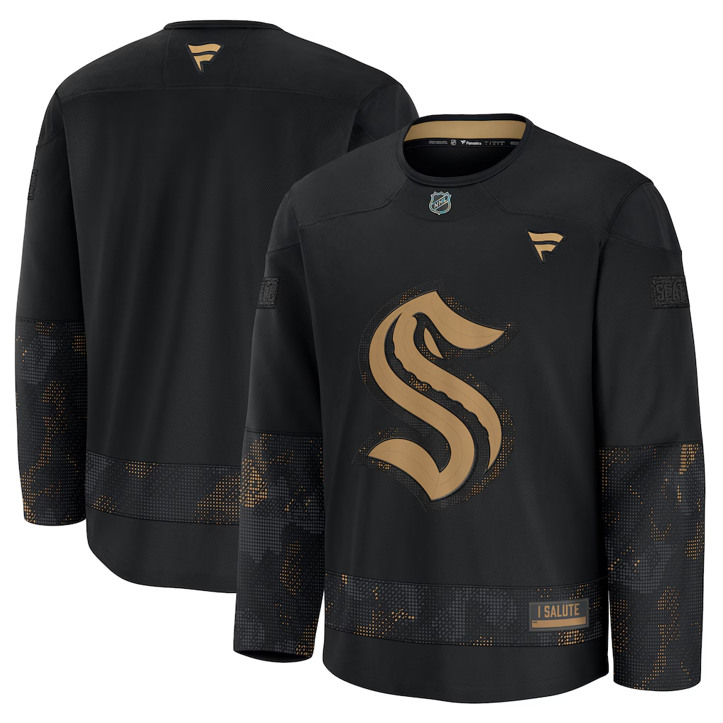 Men's Seattle Kraken Black 2024 Military Appreciation Practice Blank Jersey