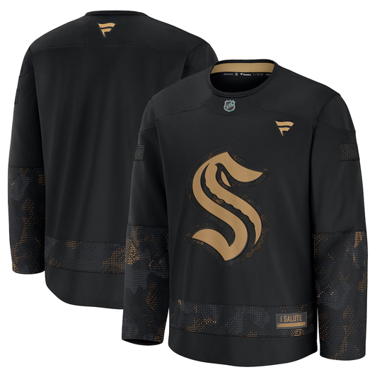 Men's Seattle Kraken Black 2024 Military Appreciation Practice Blank Jersey