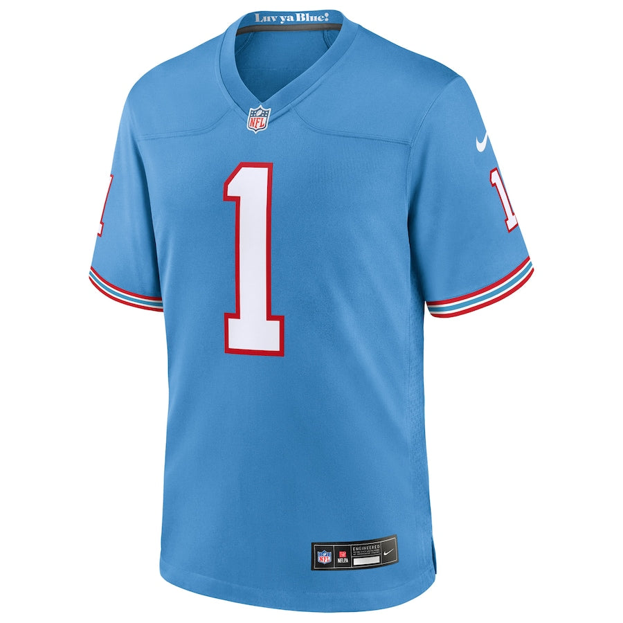 Tennessee Titans Cameron Ward Nike Light Blue 2025 NFL Draft First Round Pick 2nd Alternate Game Jersey