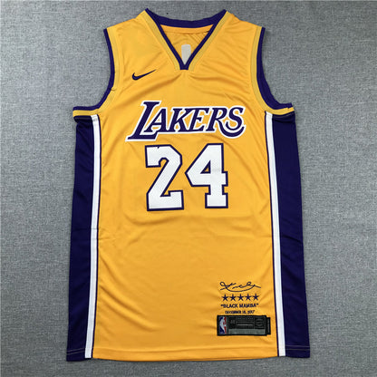 Los Angeles Lakers #24 Kobe Bryant Retired Yellow Jersey