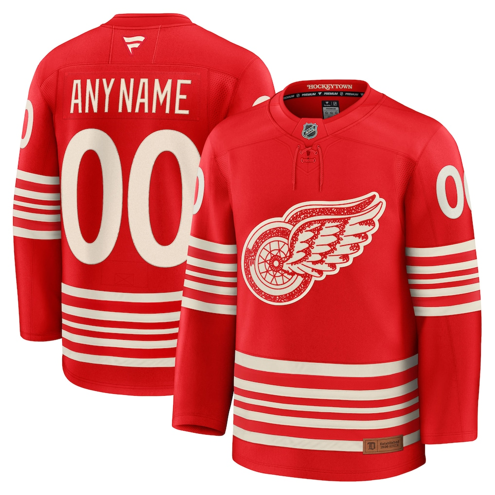 Men's Detroit Red Wings  Red Centennial Premium Custom Jersey