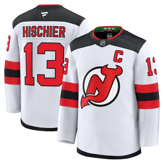 Men's New Jersey Devils Nico Hischier #13  White Away Premium Jersey