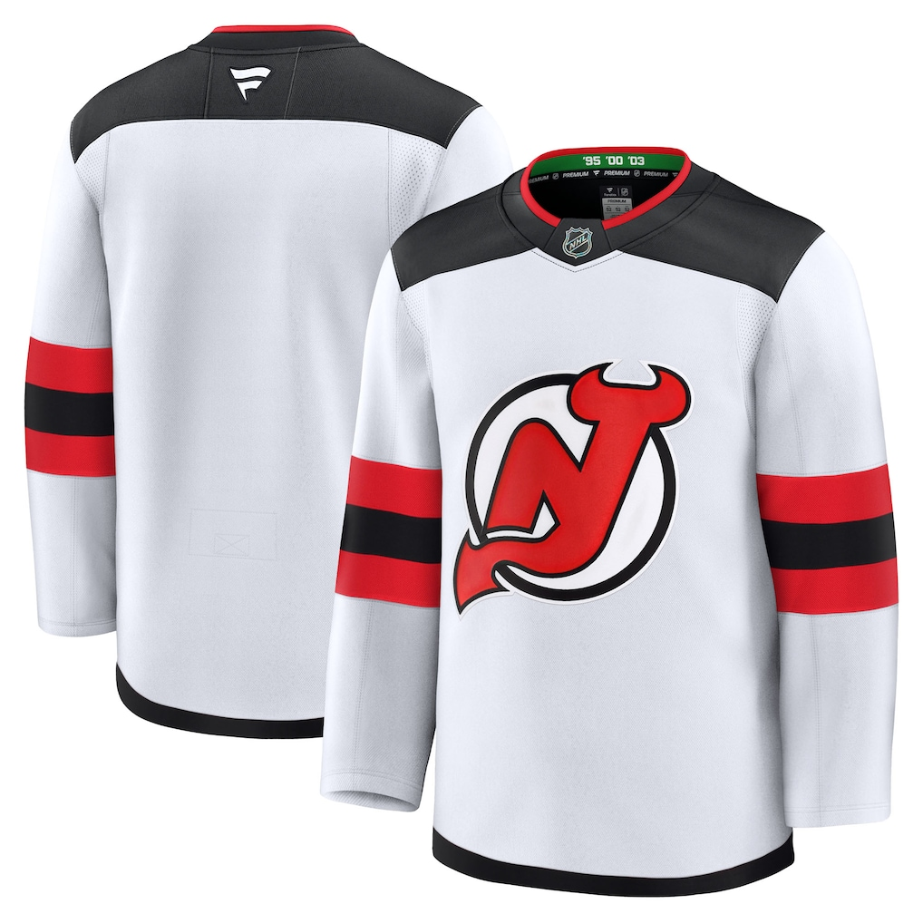 Men's New Jersey Devils  White Away Premium Blank Jersey
