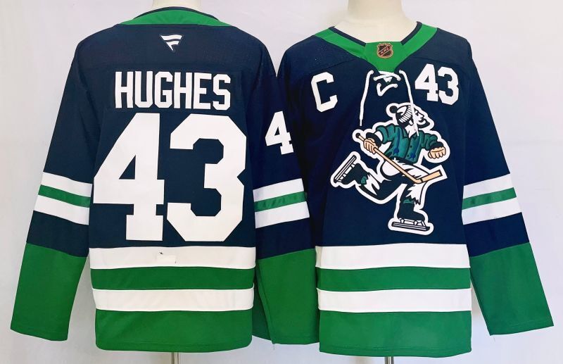 Men's Vancouver Canucks Quinn Hughes #43 Blue Player Game Jersey