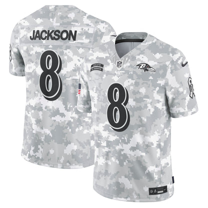 Lamar Jackson Baltimore Ravens Nike 2024 Salute to Service Limited Jersey - Arctic Camo