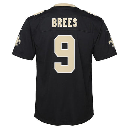 Drew Brees 9 New Orleans Saints YOUTH Team Color Game Jersey - Black