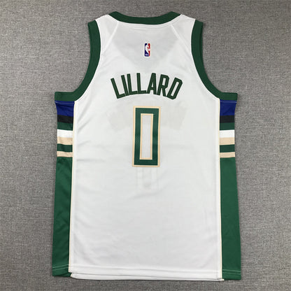 Youth Damian Lillard Milwaukee Bucks #0 City Edition Embroidered Jersey