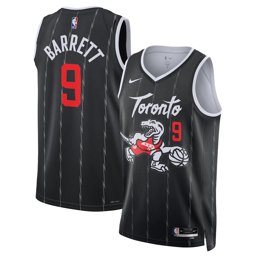 Toronto Raptors RJ Barrett Nike Black 2025/26 Swingman Jersey - City Edition