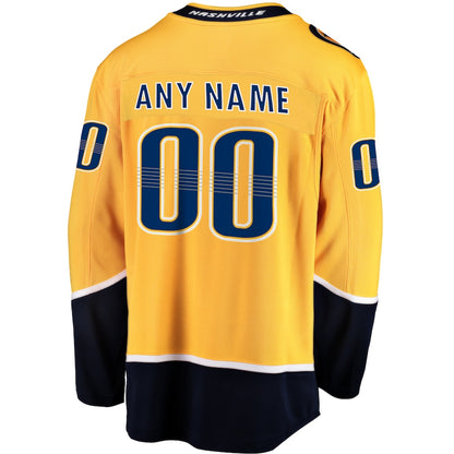 Nashville Predators   Home Breakaway Custom Jersey - Gold