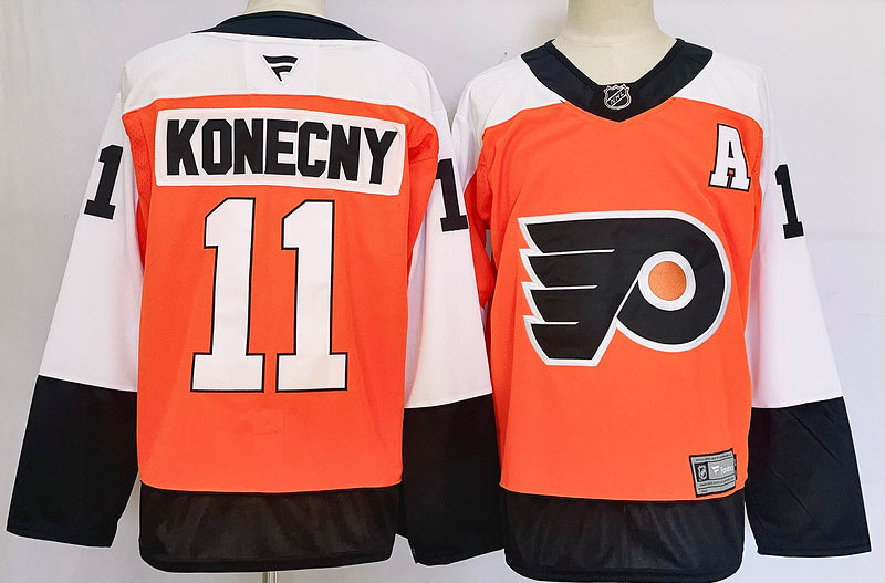 Men's Philadelphia Flyers Travis Konecny #11 Orange Home Breakaway Player Jersey
