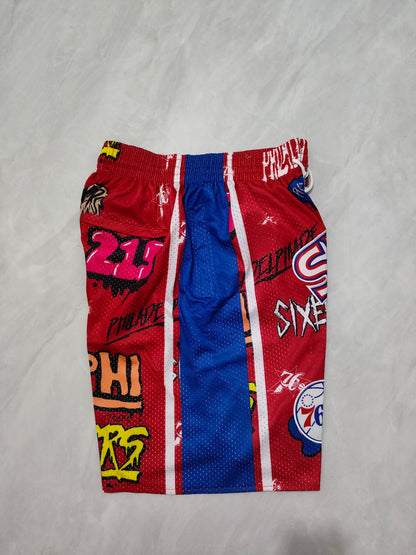 Philadelphia 76ers Red Graffiti Pocket Shorts