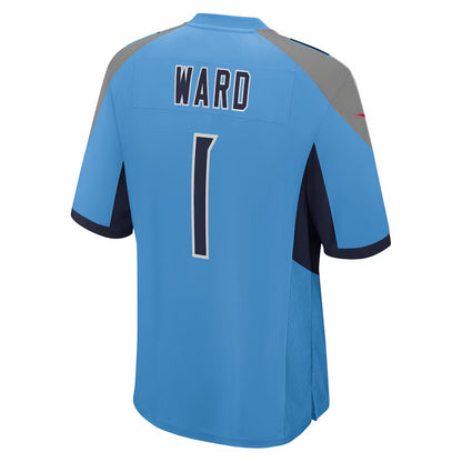 Tennessee Titans Cameron Ward Nike Light Blue 2025 NFL Draft First Round Pick Game Jersey