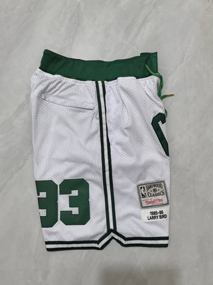 JUST DON Boston Celtics White Pocket Shorts