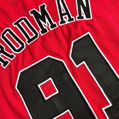 Chicago Bulls Dennis Rodman 91 Red Thorwback Jersey