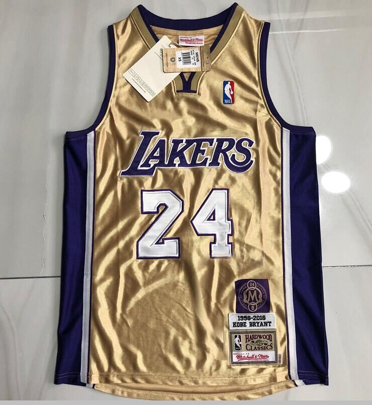 Kobe Bryant 1996-2016 Hall of Fame Gold Fully Embroidered 24# Jersey