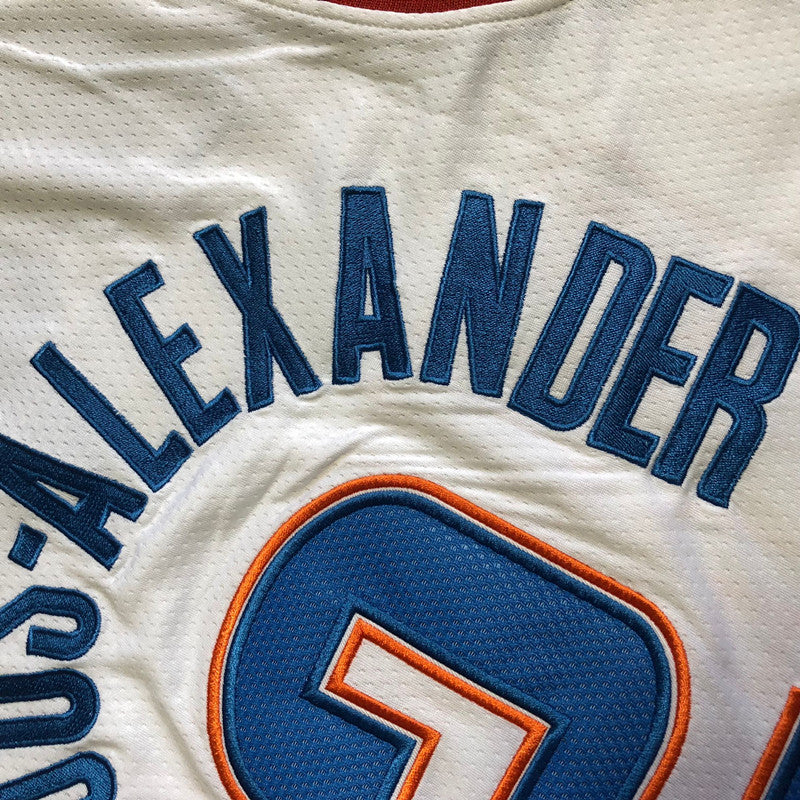 Shai Gilgeous-Alexander Oklahoma City Thunder White Embroidered  Jersey