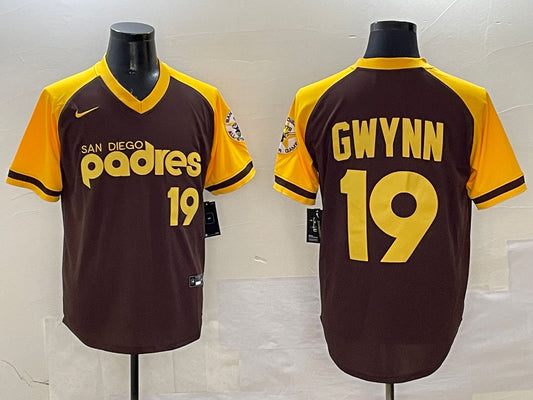 Men's San Diego Padres Tony Gwynn #19 Brown Cooperstown Collection Player Jersey
