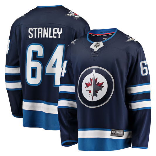 Men's Winnipeg Jets Logan Stanley #64 Navy Home Breakaway Player Jersey