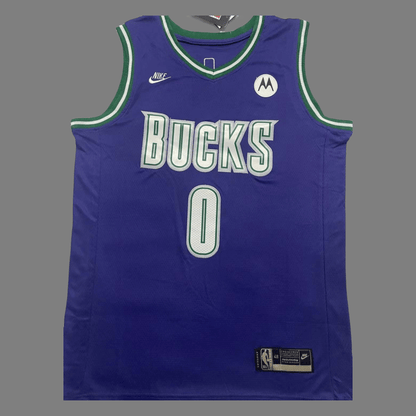 Damian Lillard #0 Milwaukee Bucks Stitched Purple 2023-2024 seasonJersey