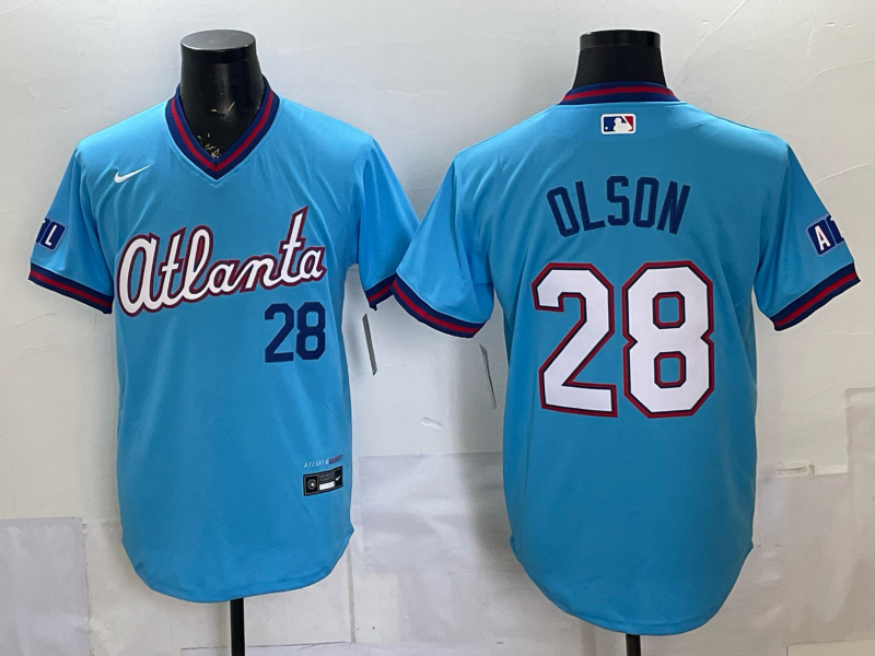 Men's Atlanta Braves Matt Olson #28 Powder Blue 2026 City Connect Stadium Jersey