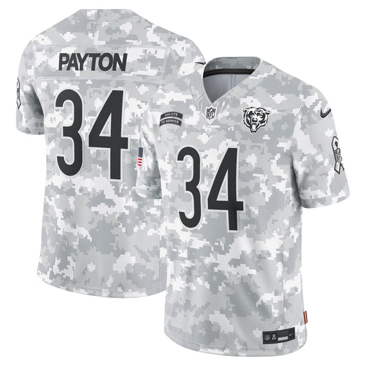 Walter Payton Chicago Bears Nike 2024 Salute to Service Retired   Limited Jersey - Arctic Camo