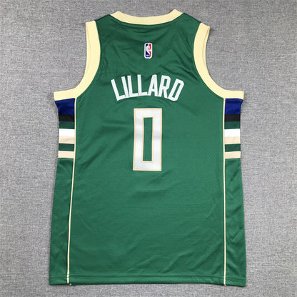 Youth Damian Lillard Milwaukee Bucks #0 City Edition Embroidered Jersey