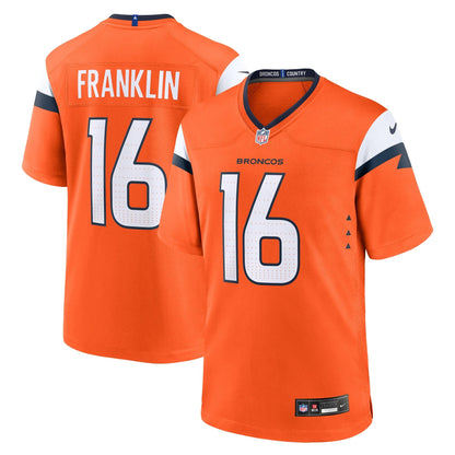 Troy Franklin Denver Broncos Nike Team Game Jersey -  Orange