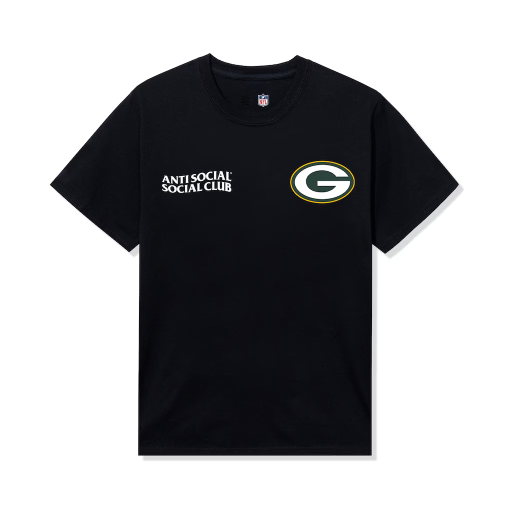 Green Bay Packers AntiSocialSocialClub x NFL Black Team T-Shirt