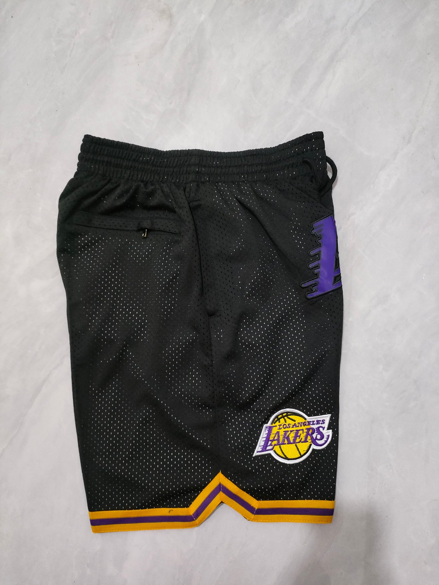 Los Angeles Lakers Black Retro Pocket Shorts