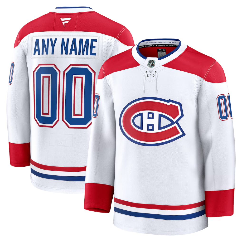 Men's Montreal Canadiens  White Away Premium Custom Jersey