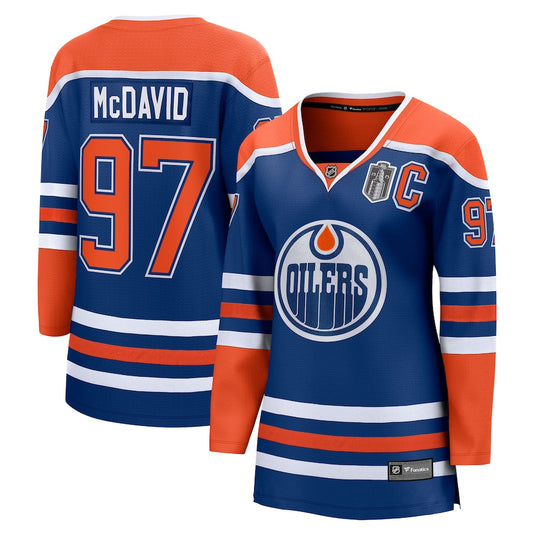 Women's Edmonton Oilers Connor McDavid Fanatics Royal 2025 Stanley Cup Final Home Breakaway Jersey