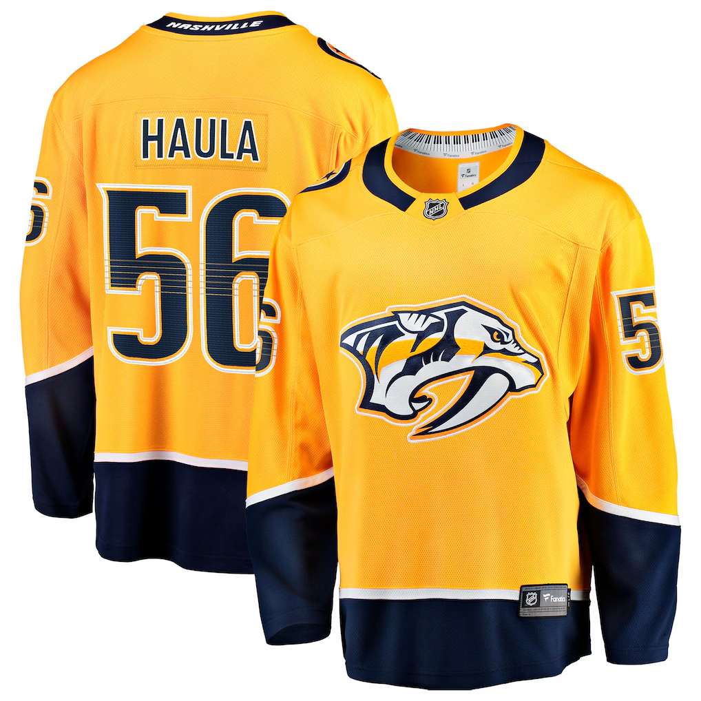 Men's Nashville Predators Erik Haula #56  Gold Home Breakaway Jersey