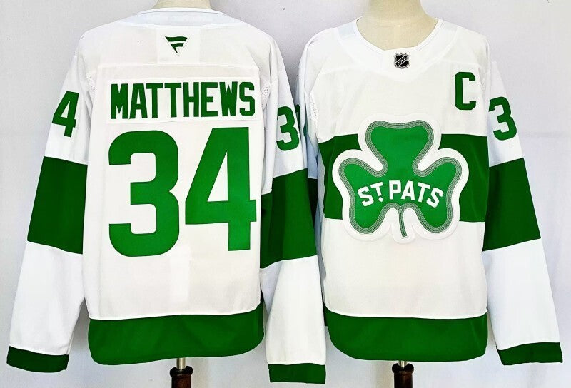 Men's Toronto Maple Leafs Auston Matthews #34 White St. Patricks Alternate Jersey